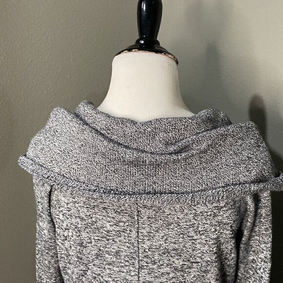 Express Black White Marled Slouchy Cowl Neck Sweater Tunic Dress - Picture 7 of 11